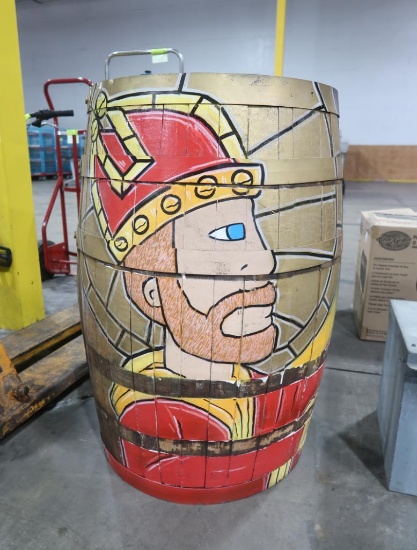 Saint Arnold branded whisky barrel