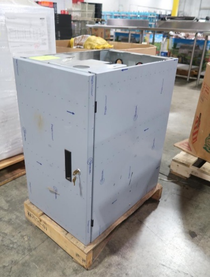 stainless cabinet w/ lock and key, no top, looks new