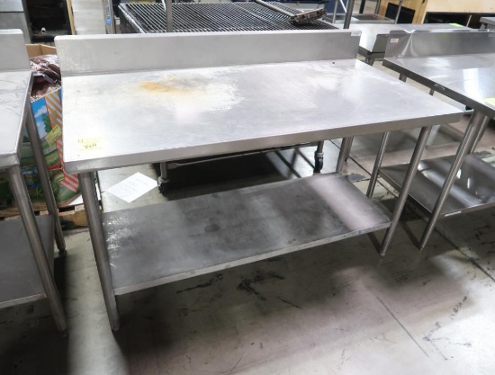stainless table w/ bottom shelf & backsplash