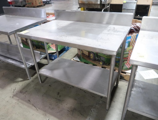 stainless table w/ bottom shelf & backsplash