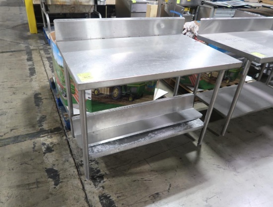 stainless table w/ bottom shelf & backsplash