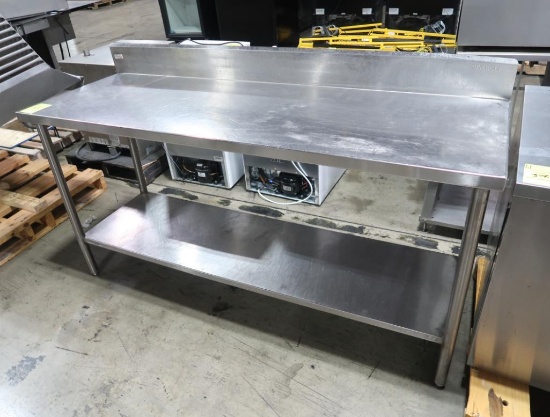 stainless table w/ bottom shelf & backsplash