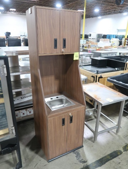 wooden cabinet w/ hand sink