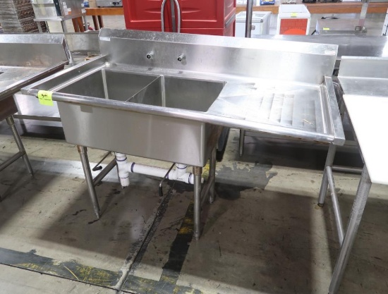 stainless 2-comp sink w/ right drain board