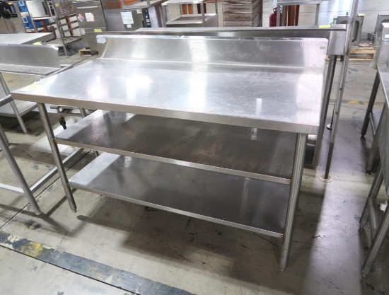 stainless table w/ two bottom shelves, backsplash