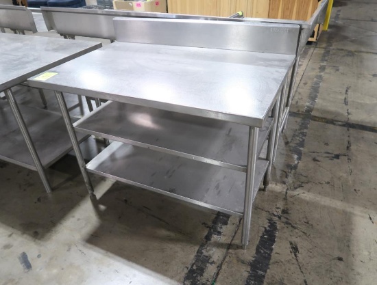 stainless table w/ two bottom shelves, backsplash