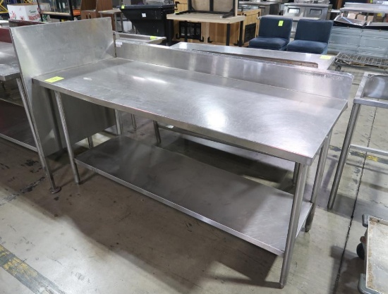 stainless table w/ bottom shelf & backsplash