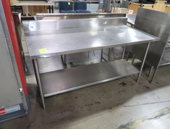 stainless table w/ bottom shelf & backsplash