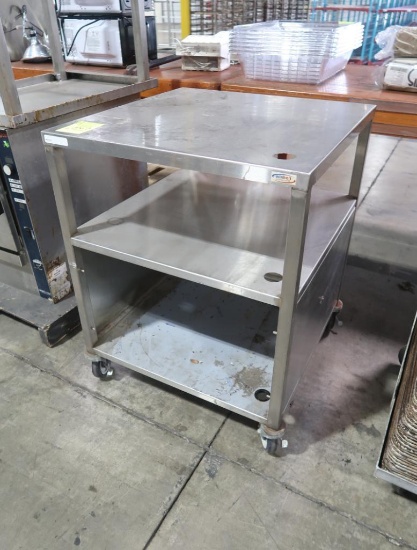 stainless equipment stand w/ bottom cabinet on casters