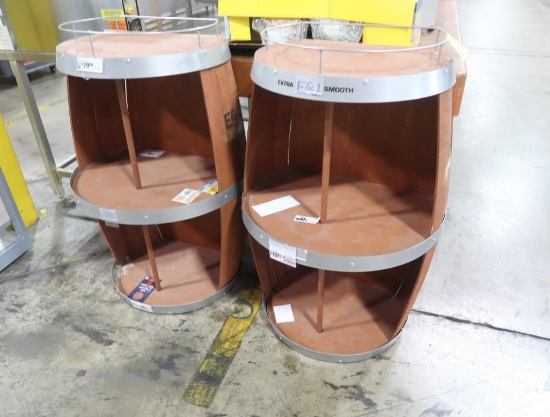 wine barrel style shelf merchandiser