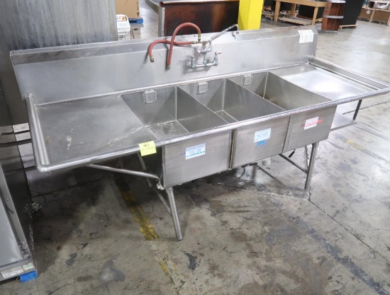 stainless 3-comp sink w/ L&R drain boards