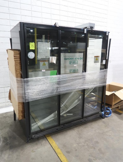 Zero Zone 3-glass door refrigerator, no right panel, looks new