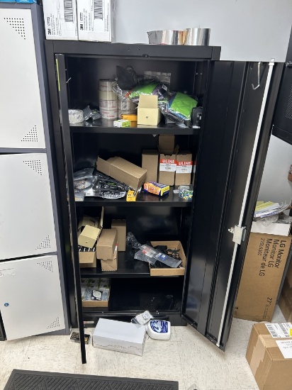 30IN X 15IN X 66IN METAL STORAGE CABINET W/ CONTENTS