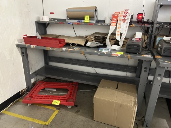 ULINE 6FT ADJUSTABLE HEIGHT METAL WORK TABLE W/ BACK SHELF