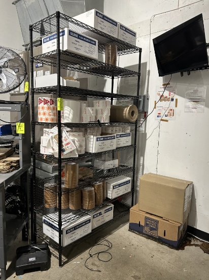 4FT OLYMPIC STORAGE RACK W/ CONTENTS