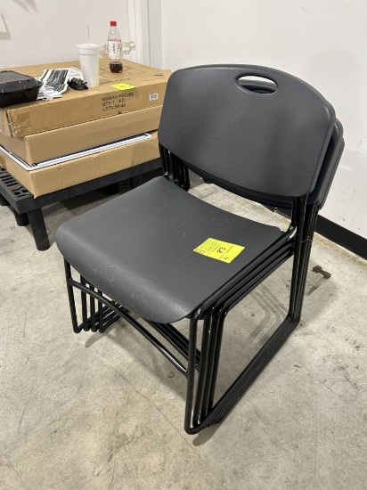 STAPLES BRAND PLASTIC SEATED CHAIRS W/ METAL FRAMES