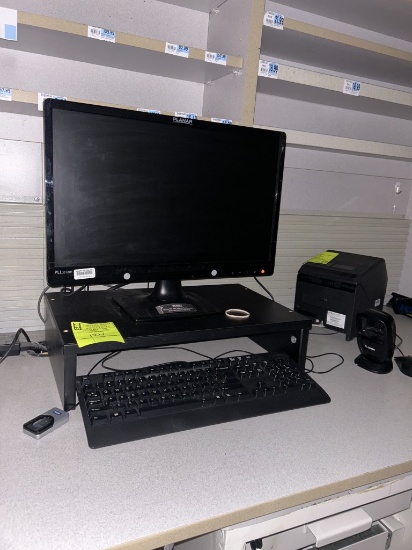 THIN CLIENT PC W/ PLANAR MONITOR, KEYBOARD, MOUSE, BARCODE SCANNER
