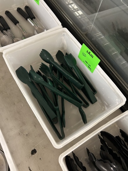 DARK GREEN SALAD UTILITY SERVING TONGS