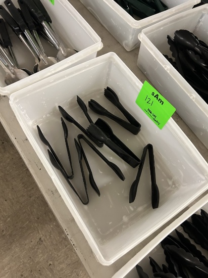 BLACK PLASTIC SALAD UTILITY SERVING TONGS