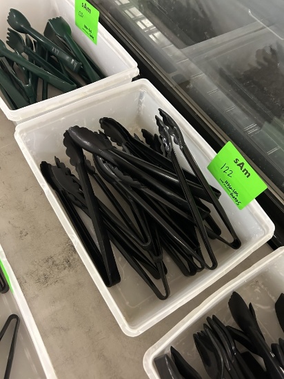BLACK PLASTIC SALAD UTILITY SERVING TONGS