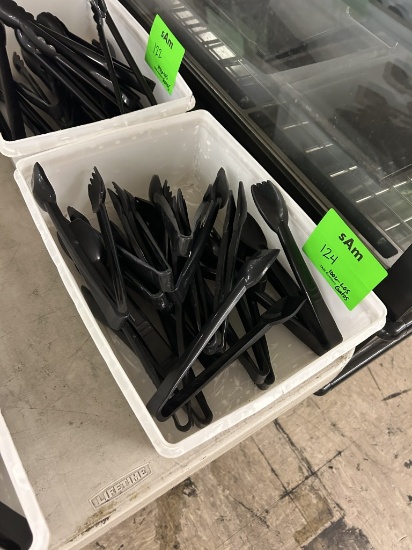 BLACK PLASTIC SALAD UTILITY SERVING TONGS
