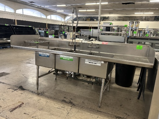 3 COMPARTMENT SINK WITH 2 FAUCETS