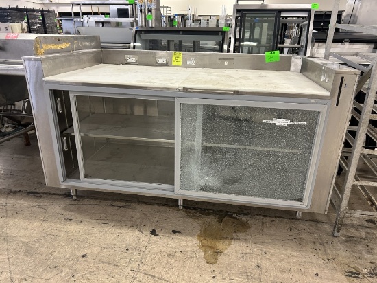 HILL PHOENIX REFIGERATED PREP TABLE (GLASS BROKEN ON 1 SIDE)