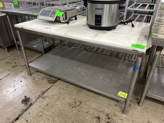 6’ POLY TOP WORK TABLE WITH BOTTOM SHELF