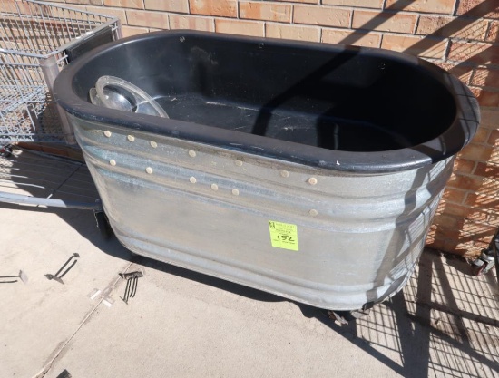 watering trough w/ plastic insert, on casters