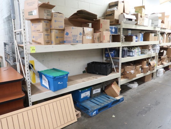 warehouse shelving, 2) sections