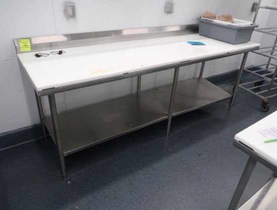 poly-top table w/ backsplash & undershelf