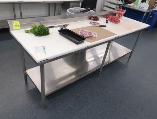 poly-top table w/ backsplash & undershelf
