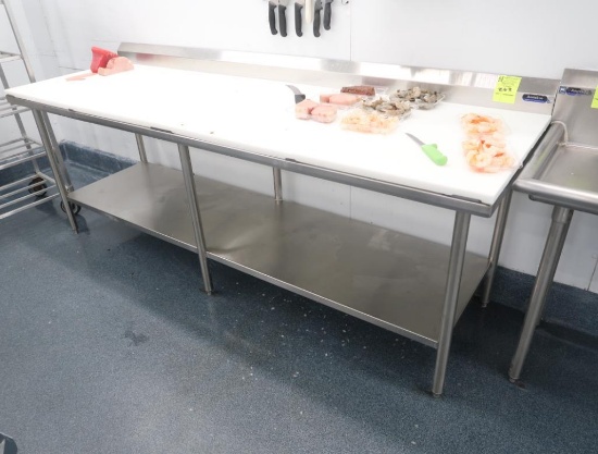 poly-top table w/ backsplash & undershelf