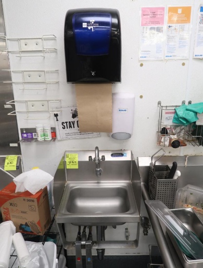 hand sink, w/ knee valves & eyewash, soap & towell dispenser