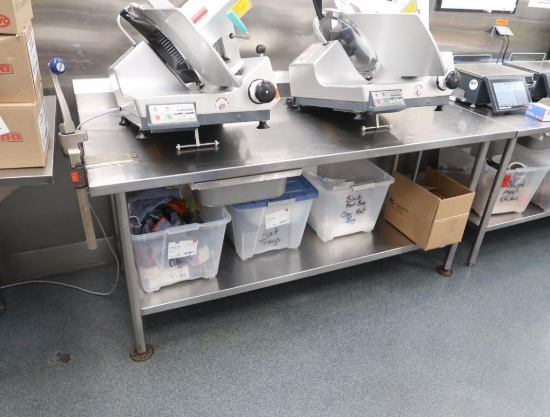 stainless table w/ backsplash, undershelf, & can opener