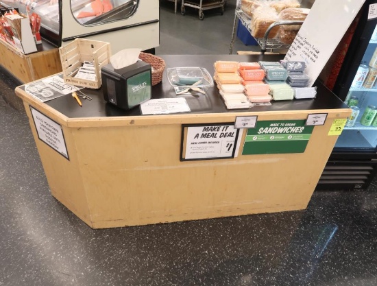 wooden service counter w/ laminate top