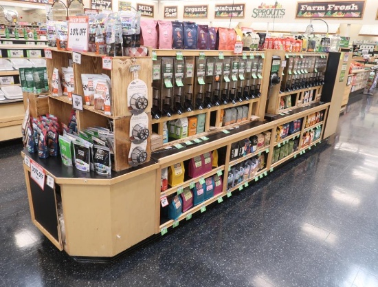 bulk coffee merchandiser w/ gravity bins & endcaps