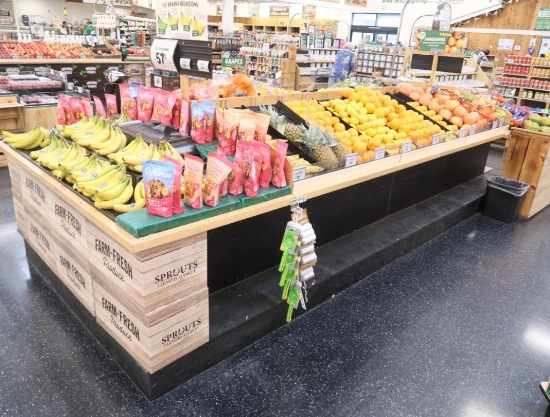 produce island, w/ bag dispenser