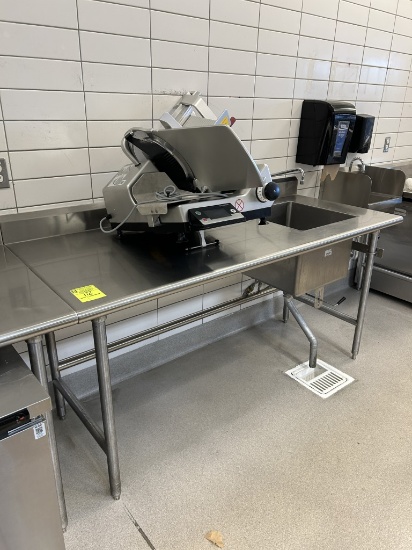 6FT STAINLESS STEEL SINK TABLE W/ BACKSPLASH
