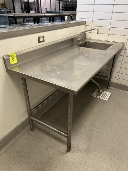 6FT STAINLESS STEEL SINK TABLE W/ BACKSPLASH