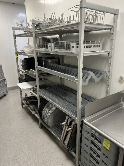 4FT CAMBRO PLASTIC COOLER RACK SECTIONS W/ CONTENTS