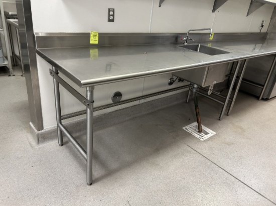 7FT STAINLESS STEEL SINK TABLE W/ BACKSPLASH