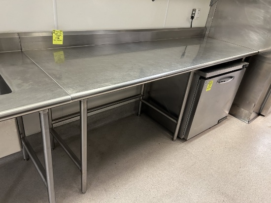 90IN STAINLESS STEEL TABLE W/ BACKSPLASH