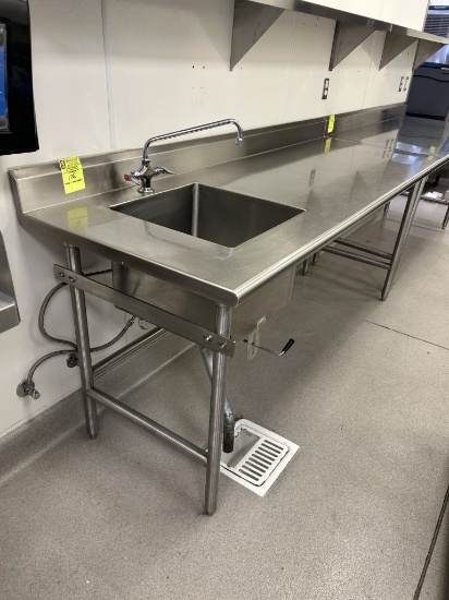 7FT STAINLESS STEEL SINK TABLE W/ BACKSPLASH