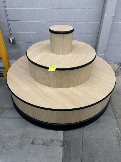 60IN DIAMETER ROUND 3-TIER WOODEN MERCHANDISER
