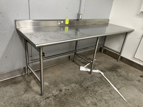 8FT STAINLESS STEEL TABLE W/ BACKSPLASH