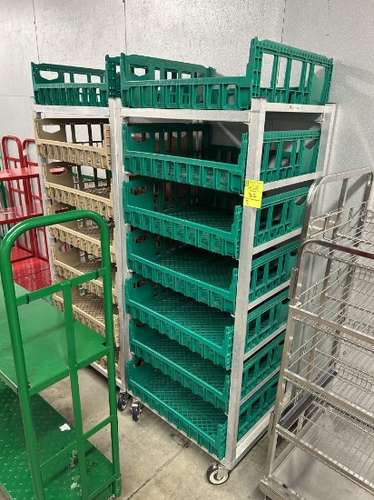 CRATE RACKS W/ PLASTIC CRATES