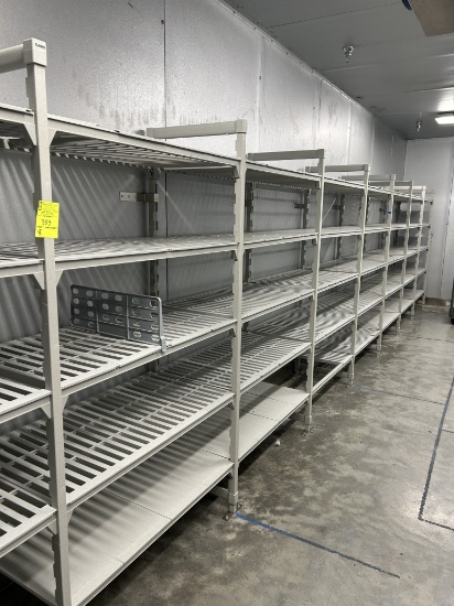 8 Sections Of Cambro Plastic Cooler Shelving