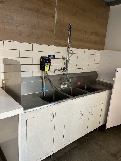 STAINLESS STEEL 3 COMPARTMENT SINK W/ SPRAYER