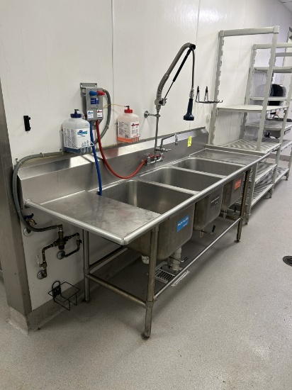 STAINLESS STEEL 3 COMPARTMENT SINK W/ SPRAYER